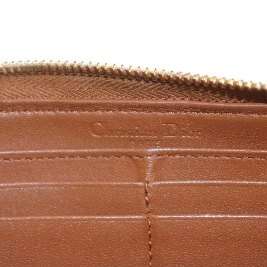 Dior Lady Cannage Wallet Zip Around Coin Purse Leather Brown an — view 3