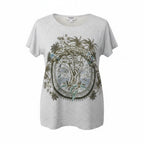 Hermes Print T-Shirt Crew Neck Top Botanical Pattern 36 Light Gray Cotton