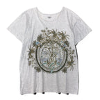 Hermes Print T-Shirt Crew Neck Top Botanical Pattern 36 Light Gray Cotton — view 2