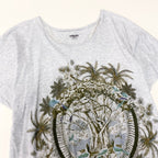 Hermes Print T-Shirt Crew Neck Top Botanical Pattern 36 Light Gray Cotton — view 4