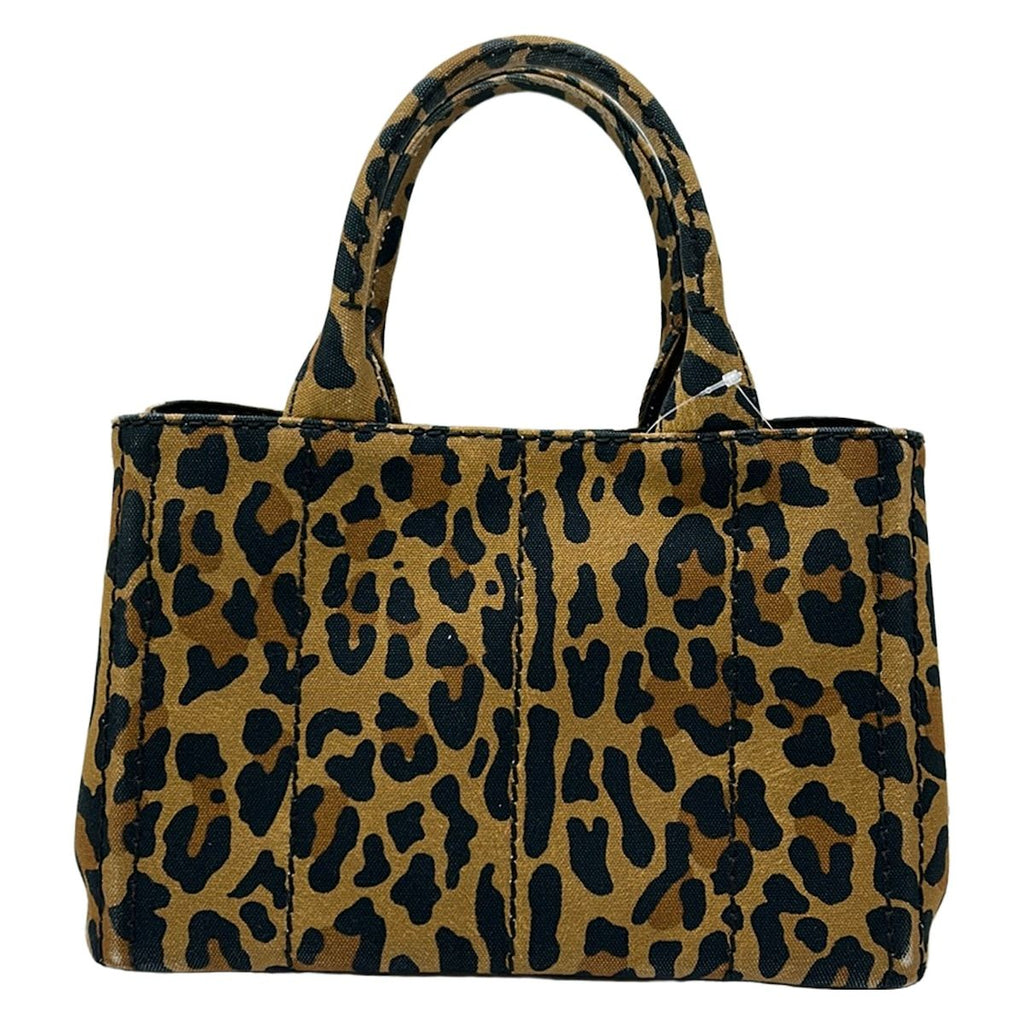 Prada Tote Canapa Light Brown Black Leopard Print — view 3