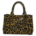 Prada Tote Canapa Light Brown Black Leopard Print — view 3