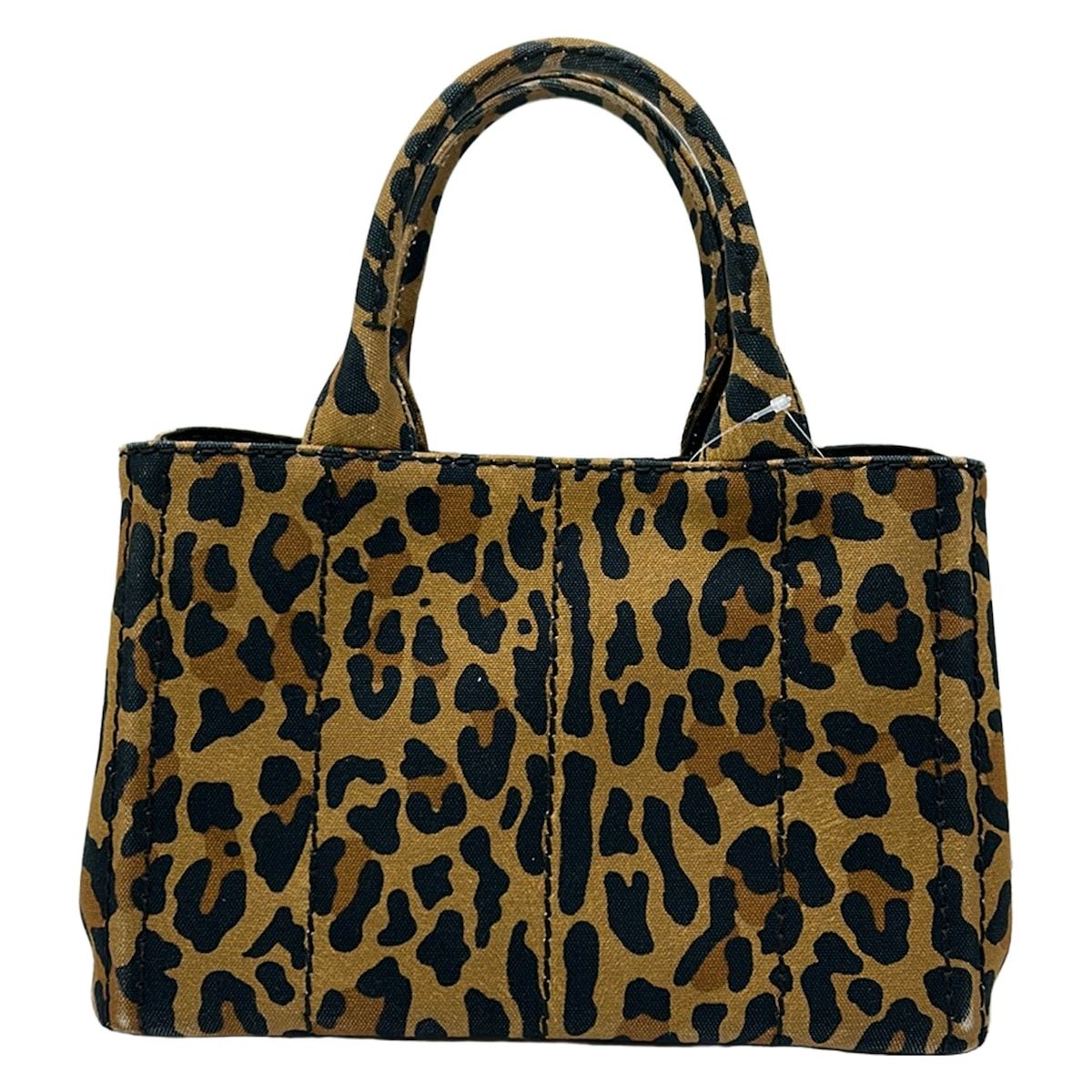 Prada Tote Canapa Light Brown Black Leopard Print — view 3