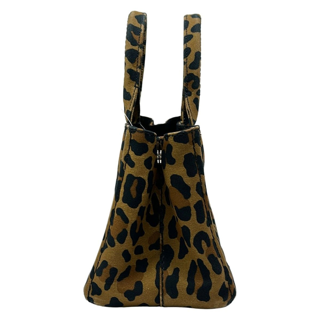 Prada Tote Canapa Light Brown Black Leopard Print — view 2
