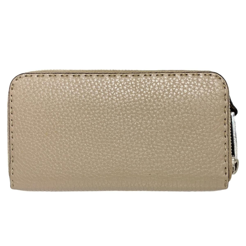 Fendi Wallet Selleria Zip Around Gray Beige Leather — view 2