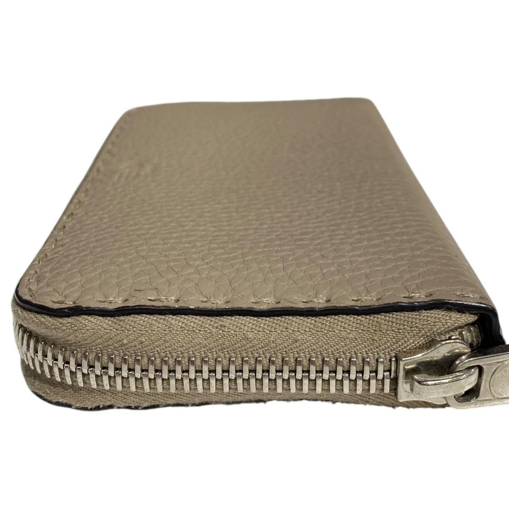 Fendi Wallet Selleria Zip Around Gray Beige Leather — view 3