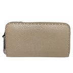 Fendi Wallet Selleria Zip Around Gray Beige Leather