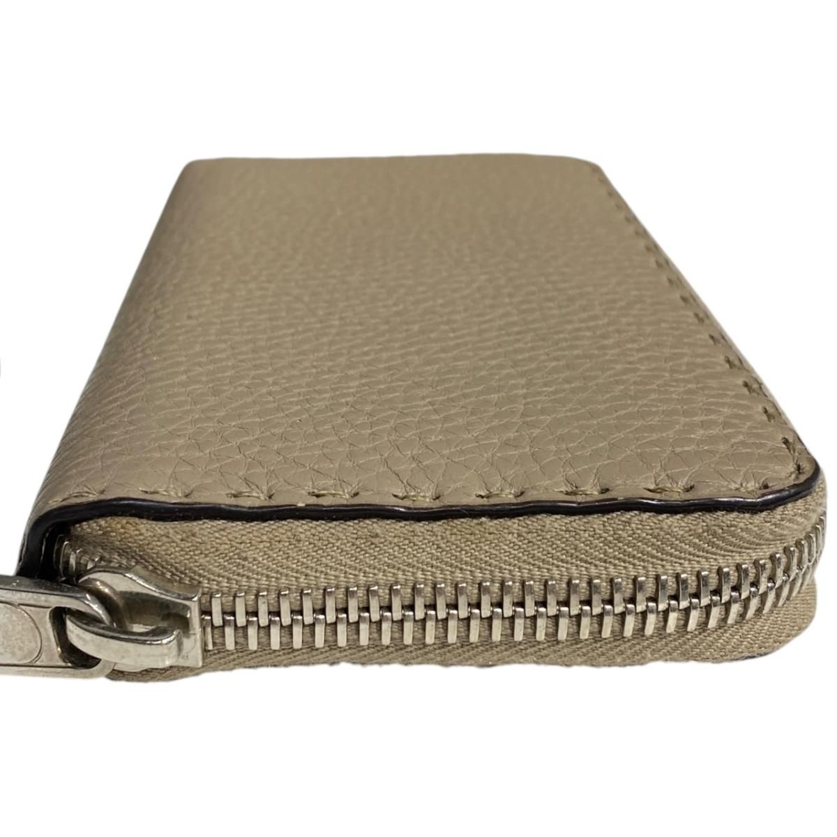 Fendi Wallet Selleria Zip Around Gray Beige Leather — view 4