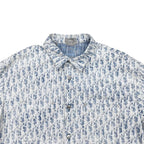Dior Long Sleeve Shirt Oblique Casli Overshirt 40 Cotton Denim Logo Blue White — view 3