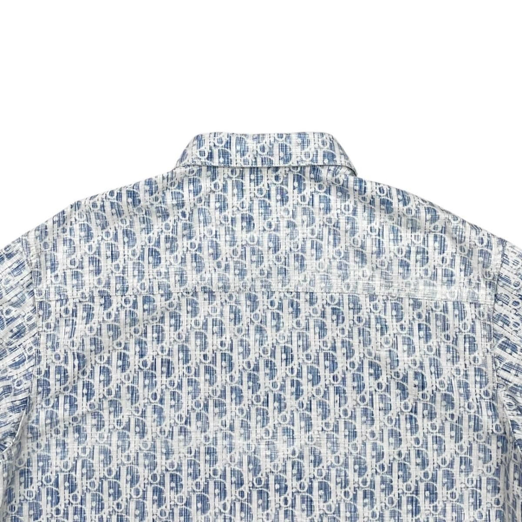 Dior Long Sleeve Shirt Oblique Casli Overshirt 40 Cotton Denim Logo Blue White — view 5
