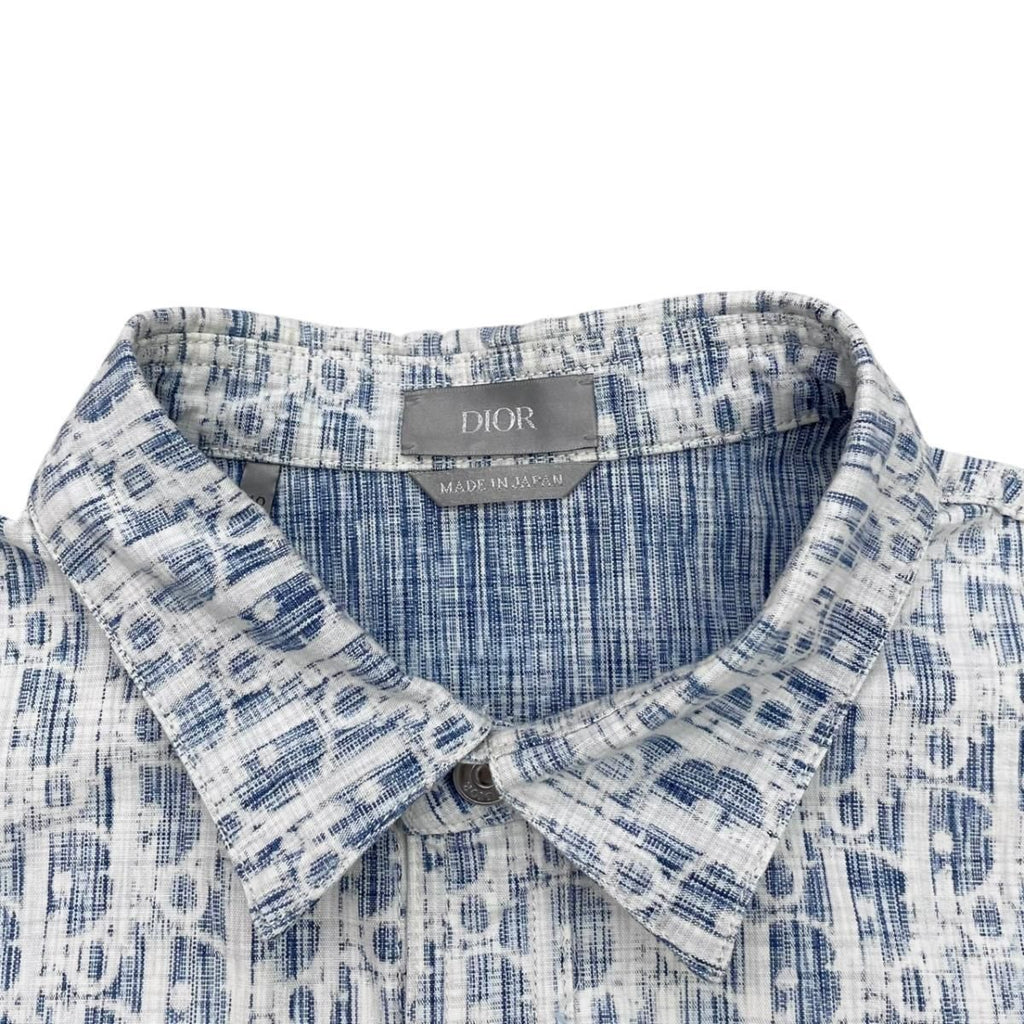 Dior Long Sleeve Shirt Oblique Casli Overshirt 40 Cotton Denim Logo Blue White — view 8