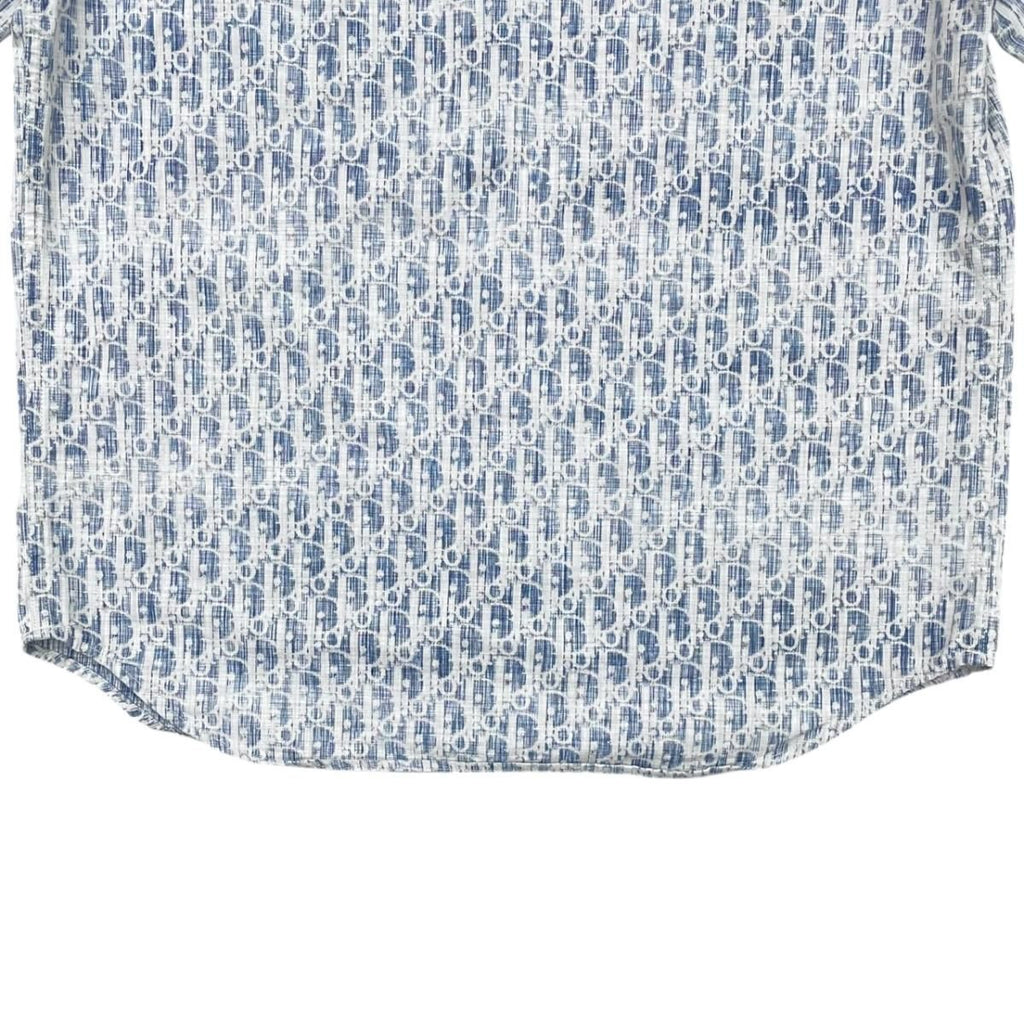 Dior Long Sleeve Shirt Oblique Casli Overshirt 40 Cotton Denim Logo Blue White — view 6