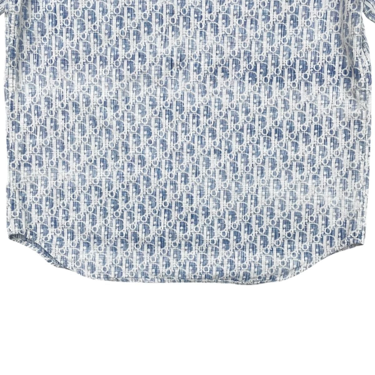 Dior Long Sleeve Shirt Oblique Casli Overshirt 40 Cotton Denim Logo Blue White — view 6