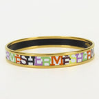 Hermes Bangle Enamel PM Metal White Multicolor Gold Cloisonne Bracelet — view 3