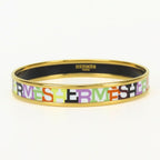 Hermes Bangle Enamel PM Metal White Multicolor Gold Cloisonne Bracelet — view 2