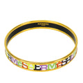 Hermes Bangle Enamel PM Metal White Multicolor Gold Cloisonne Bracelet
