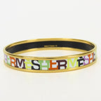 Hermes Bangle Enamel PM Metal White Multicolor Gold Cloisonne Bracelet — view 4