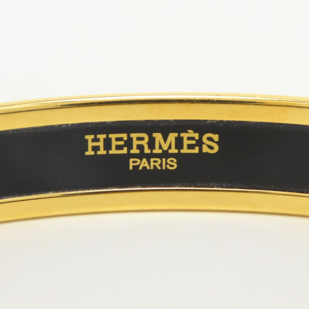 Hermes Bangle Enamel PM Metal White Multicolor Gold Cloisonne Bracelet — view 5