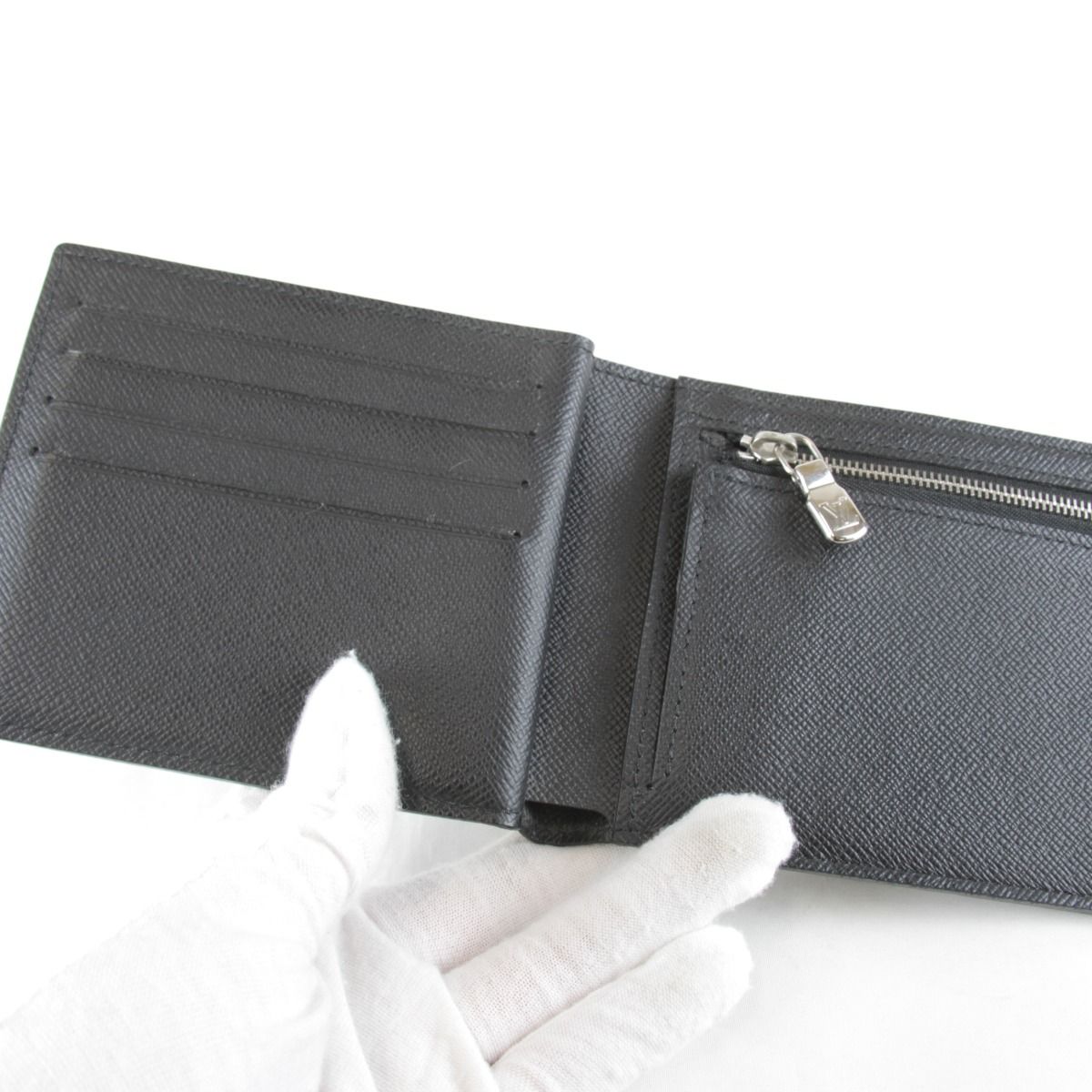 Louis Vuitton Price Portefeuille Americano NM Box Bifold Wallet Taiga Black — view 8