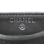 Chanel Card Case Quilted CC Filigree Caviar Leather Gray Silver Metallic — view 5
