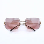 Chanel Rimless Sunglasses Eyewear CC Logo Brown Gold — view 2
