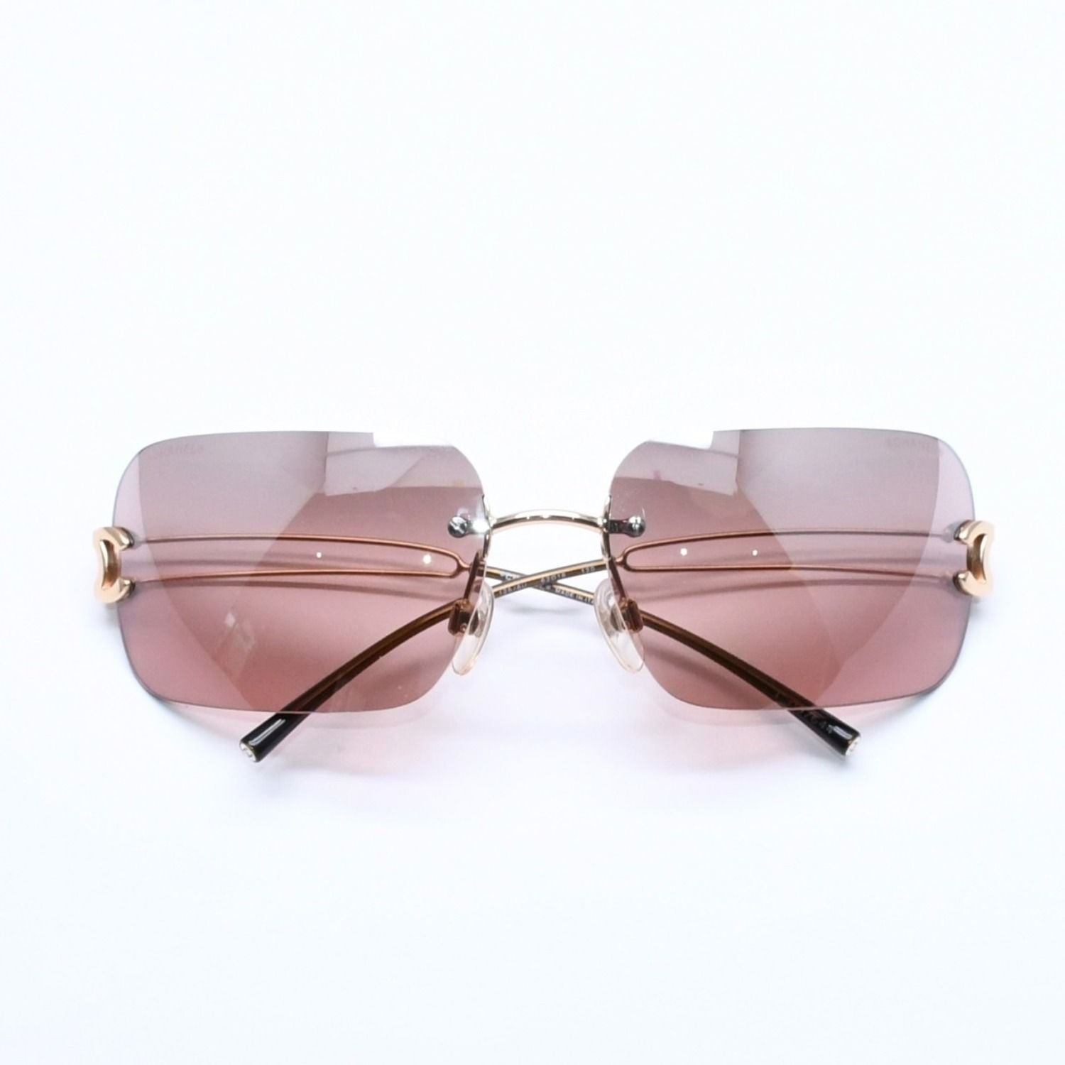 Chanel Rimless Sunglasses Eyewear CC Logo Brown Gold — view 2