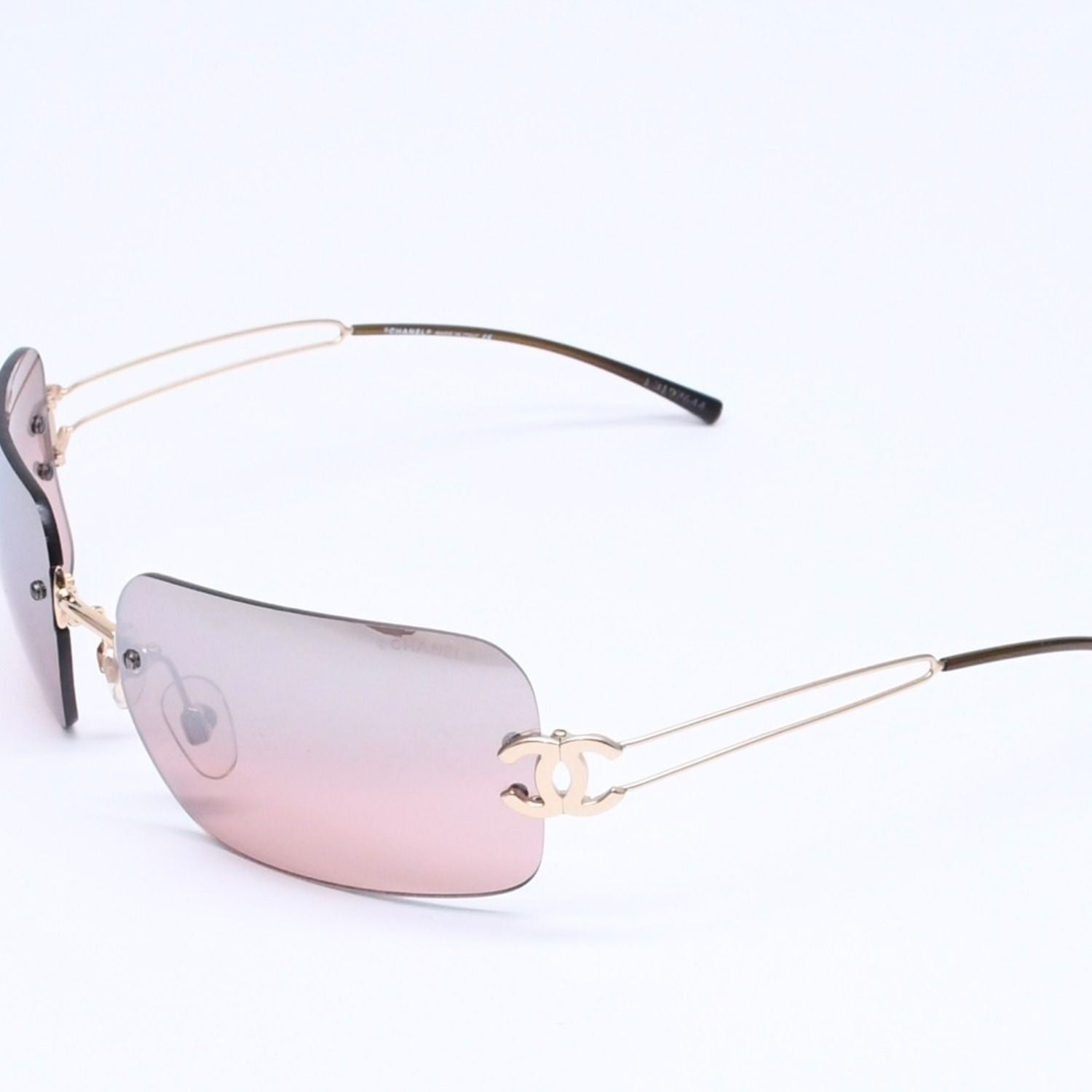 Chanel Rimless Sunglasses Eyewear CC Logo Brown Gold — view 3