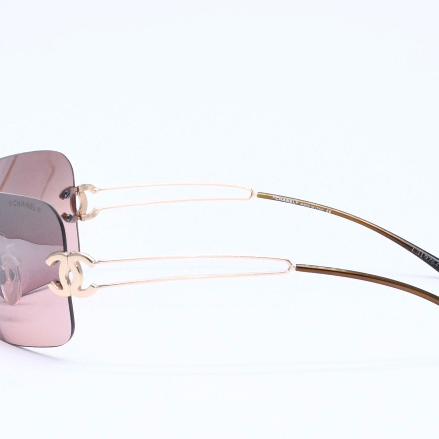 Chanel Rimless Sunglasses Eyewear CC Logo Brown Gold — view 6