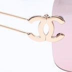 Chanel Rimless Sunglasses Eyewear CC Logo Brown Gold — view 8