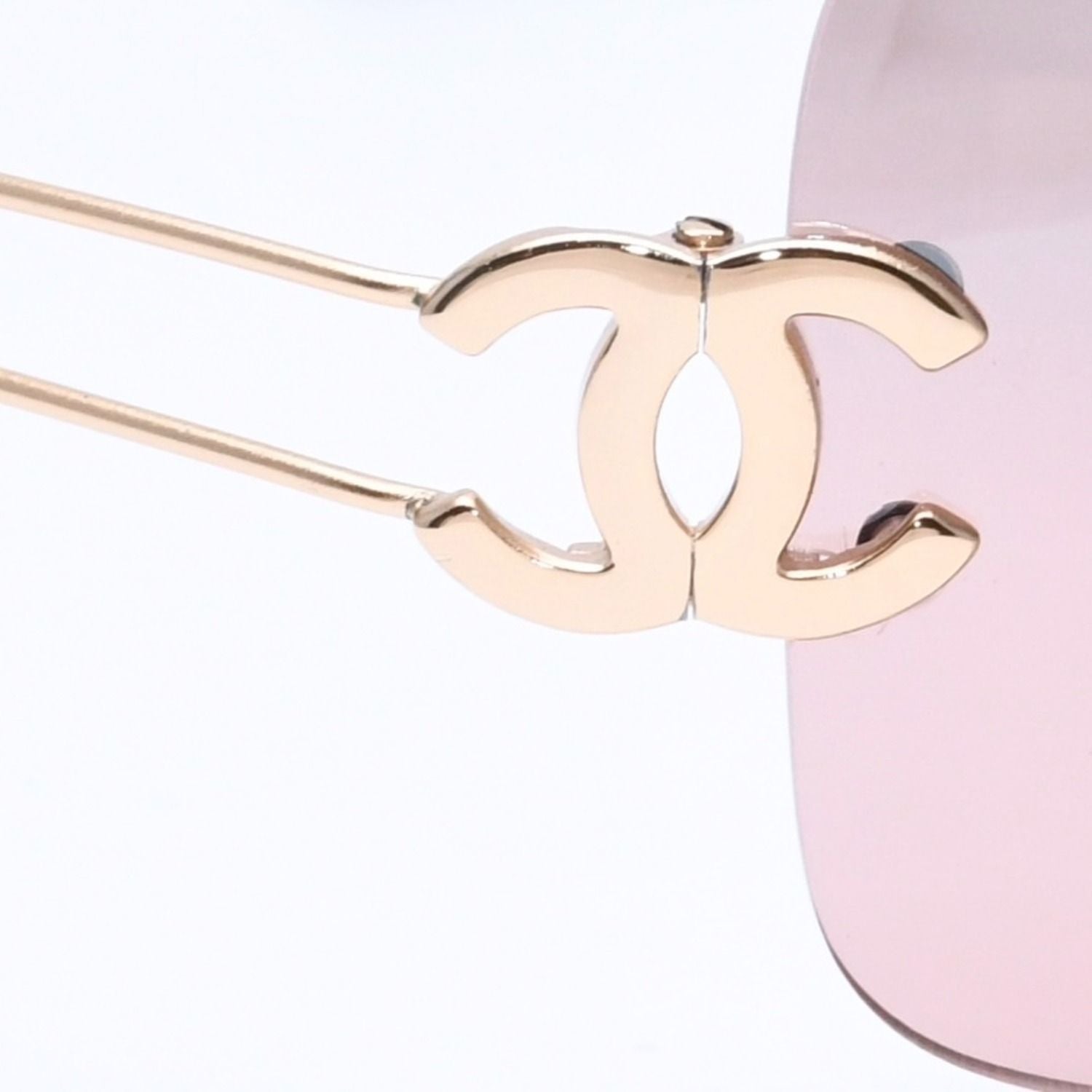 Chanel Rimless Sunglasses Eyewear CC Logo Brown Gold — view 8