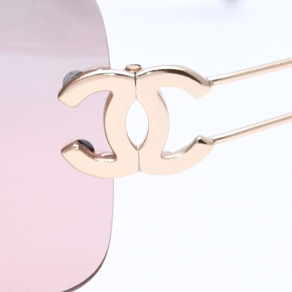Chanel Rimless Sunglasses Eyewear CC Logo Brown Gold — view 7