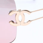 Chanel Rimless Sunglasses Eyewear CC Logo Brown Gold — view 7