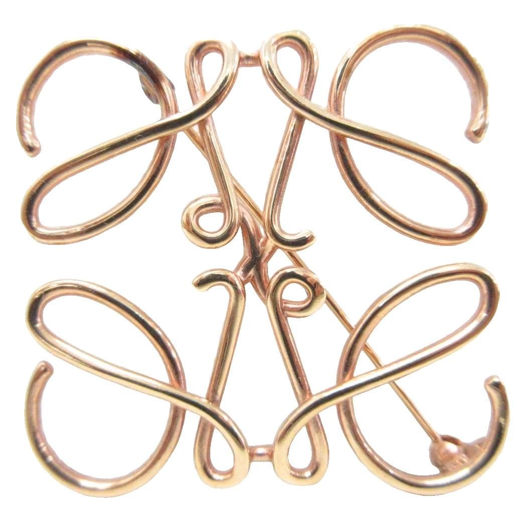 Loewe Anagram Brooch Pin Badge Logo Rose Gold
