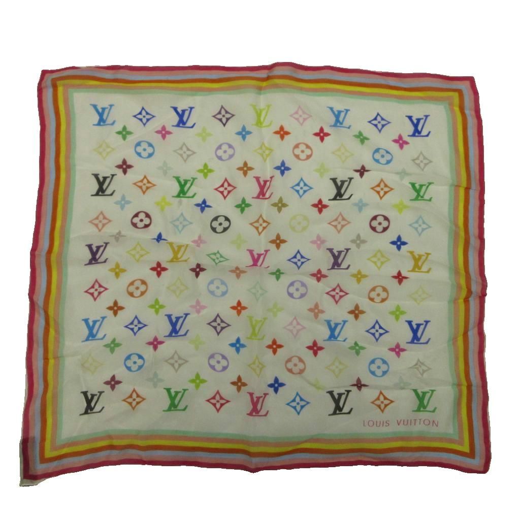 Louis Vuitton Monogram Multicolor Scarf Oval Lightweight Silk All Over Logo