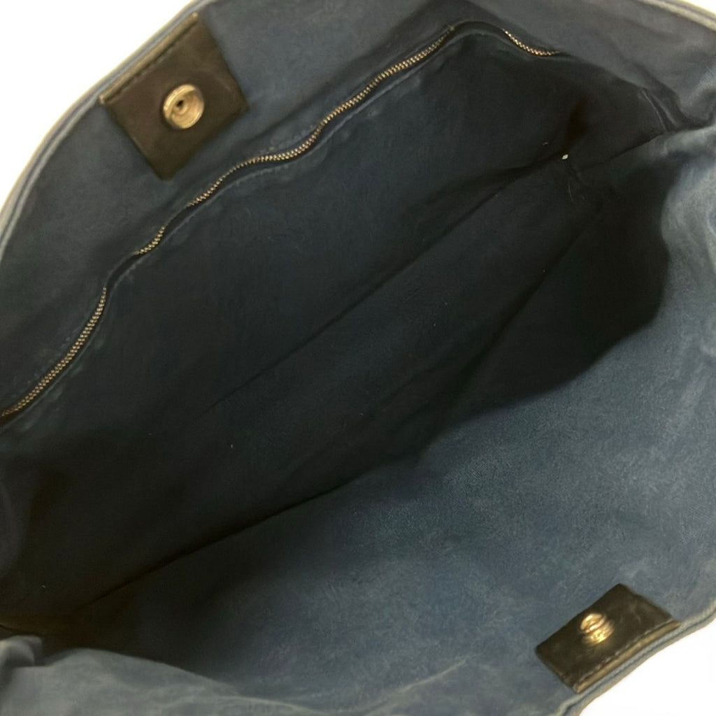 Hermes Tote Troca Horizontal MM Blue Navy Black Leather — view 7