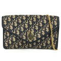 Dior Shoulder Bag Trotter Logo Leather Canvas Navy