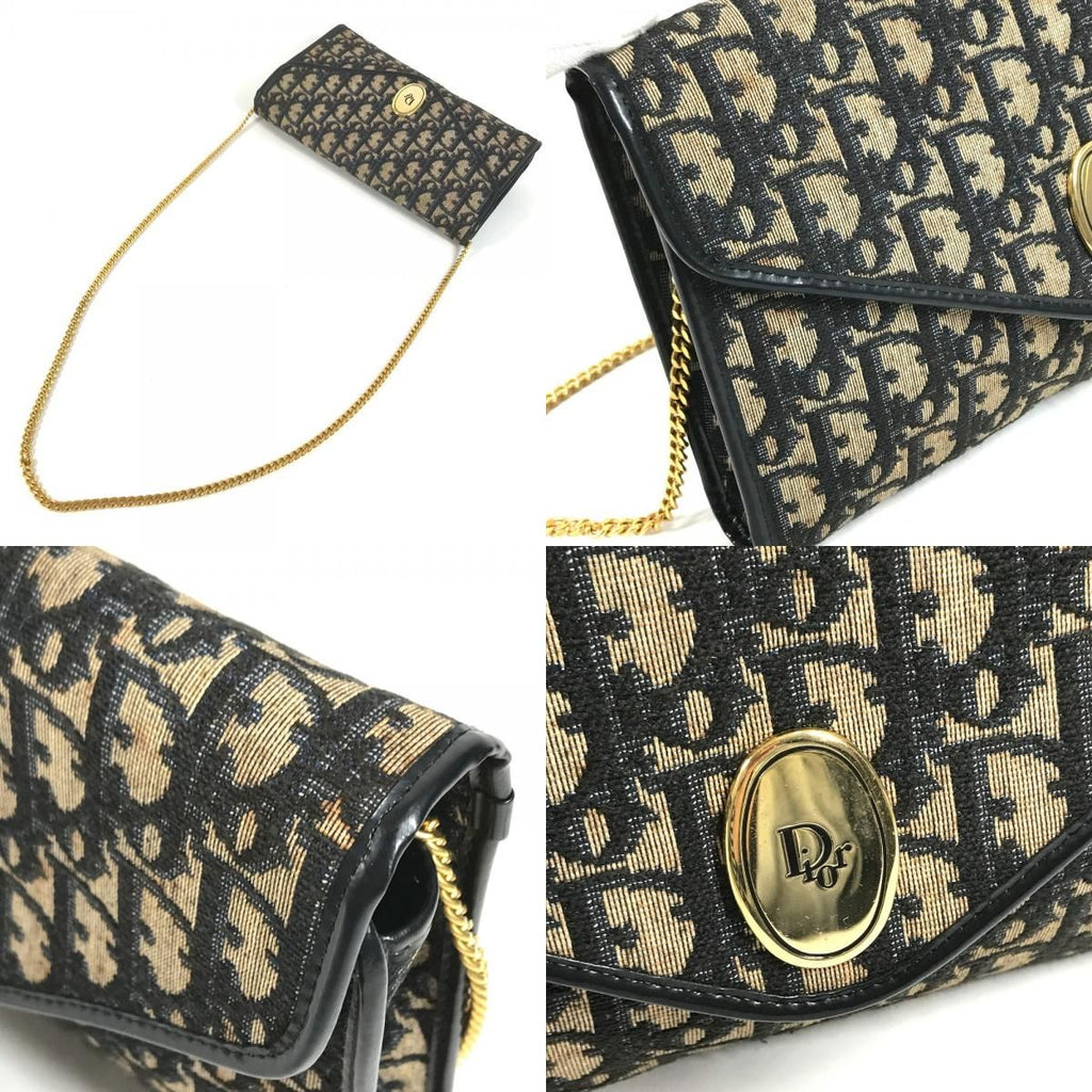 Dior Shoulder Bag Trotter Logo Leather Canvas Navy — view 7