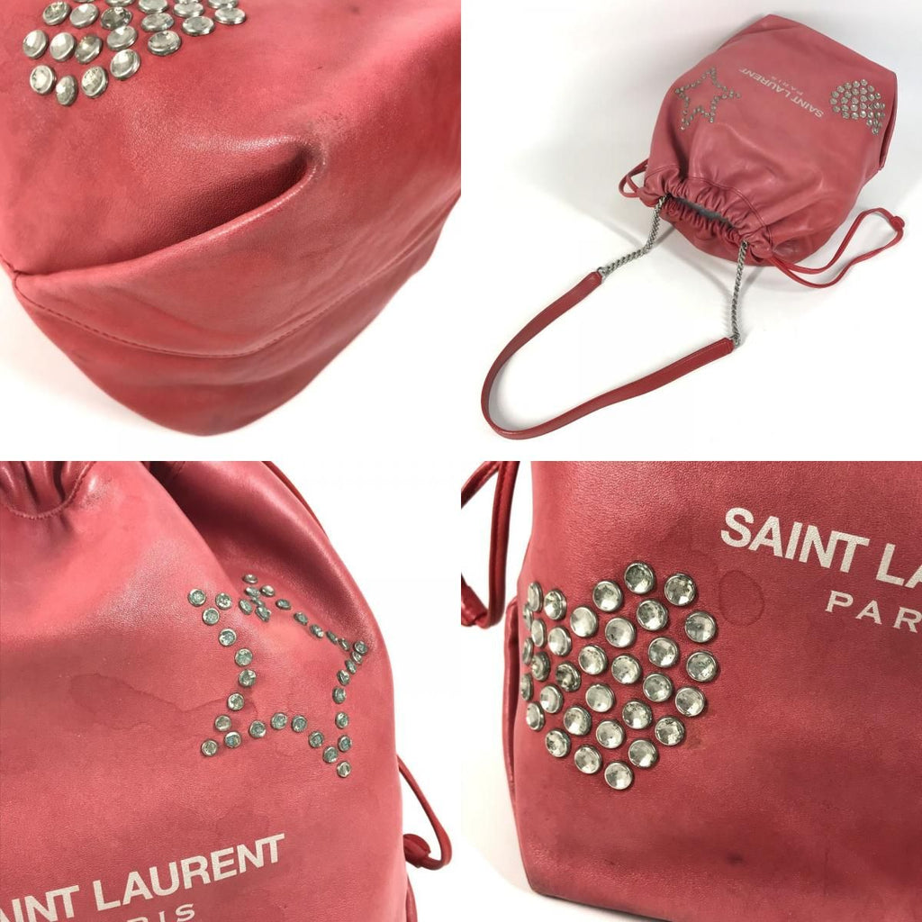 Saint Laurent Paris Shoulder Bag Teddy Studs Logo Heart Star Leather — view 8