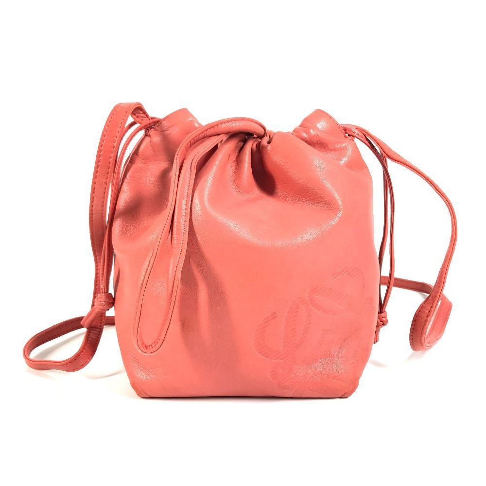 Loewe Shoulder Bag Anagram Logo Nappa Leather Red Pink