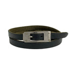 Hermes Bracelet Kelly Ardion Leather Black Silver Triple Strand