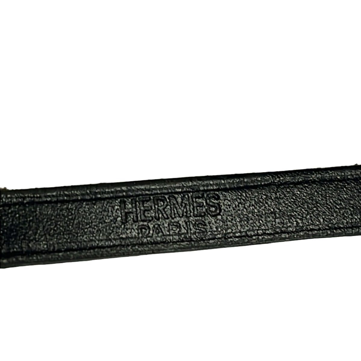 Hermes Bracelet Kelly Ardion Leather Black Silver Triple Strand — view 6
