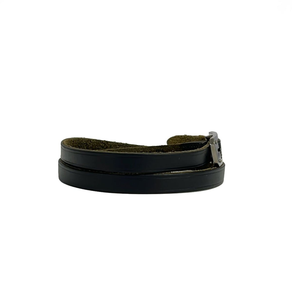 Hermes Bracelet Kelly Ardion Leather Black Silver Triple Strand — view 2