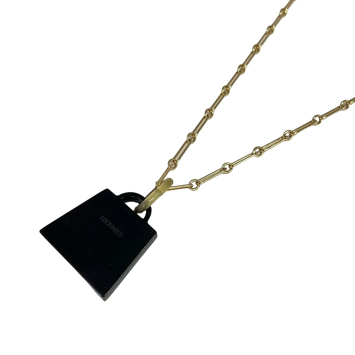 Hermes Necklace Amulet Kelly GM Gold Navy Black — view 3