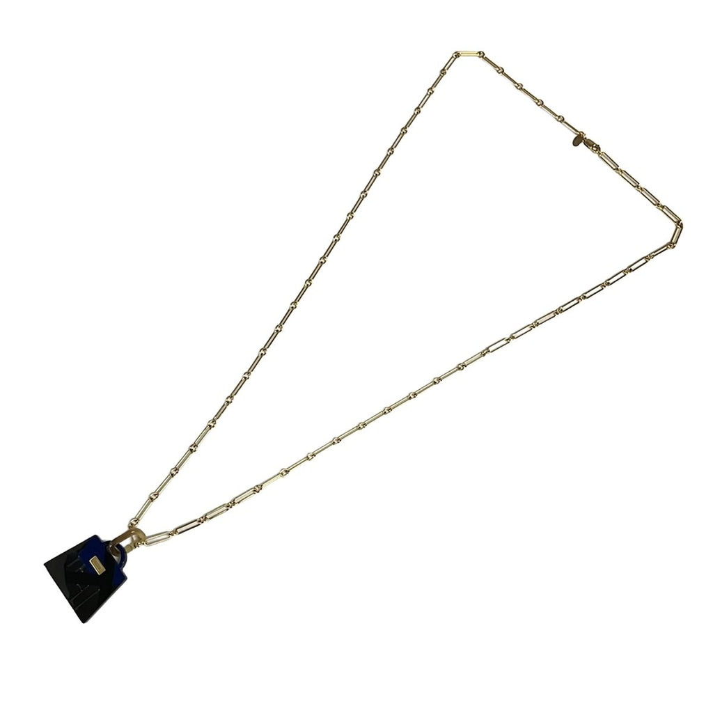 Hermes Necklace Amulet Kelly GM Gold Navy Black — view 2