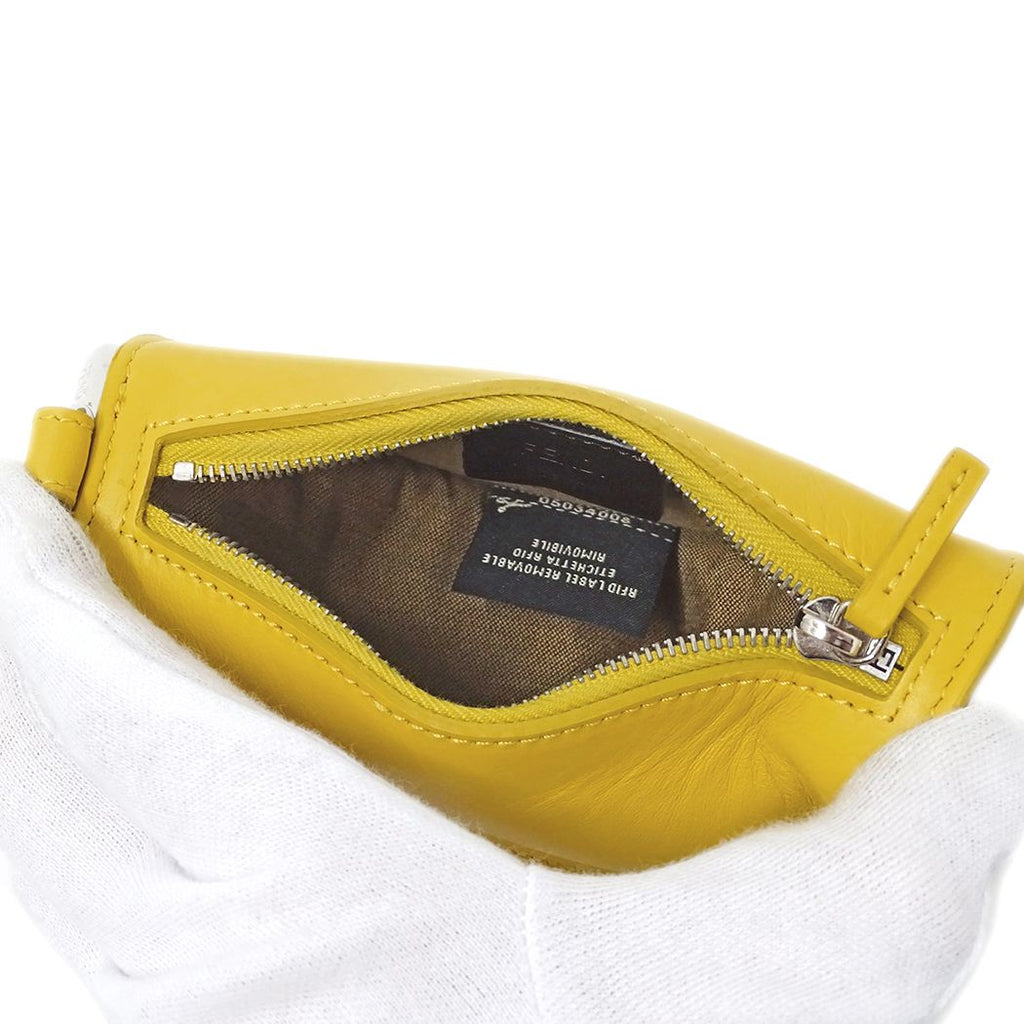 Fendi Pouch Leather Wool Yellow Taco Motif — view 5