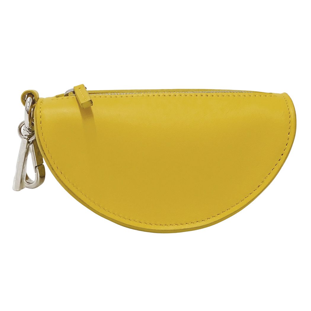 Fendi Pouch Leather Wool Yellow Taco Motif — view 2
