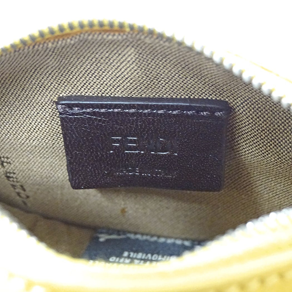 Fendi Pouch Leather Wool Yellow Taco Motif — view 6