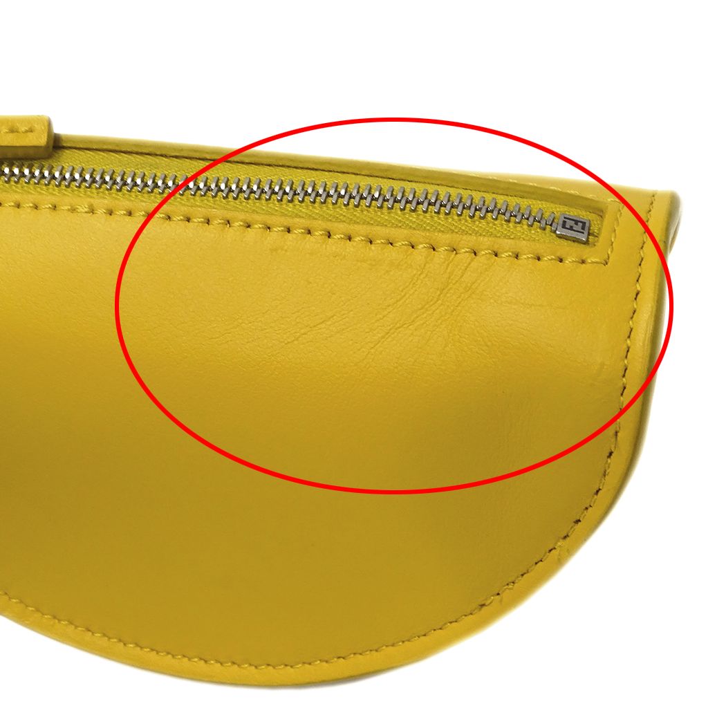 Fendi Pouch Leather Wool Yellow Taco Motif — view 7