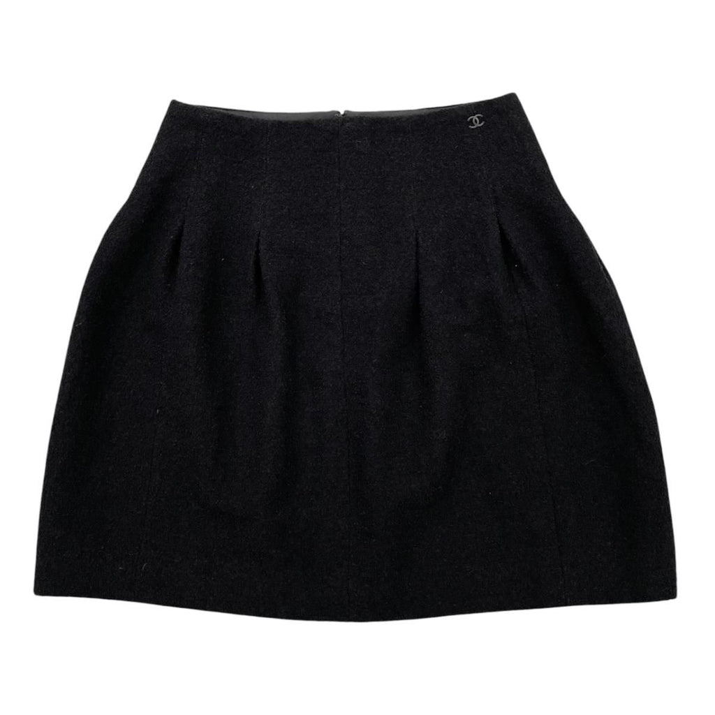 Chanel Trapezoid Skirt CC Logo 36 Black
