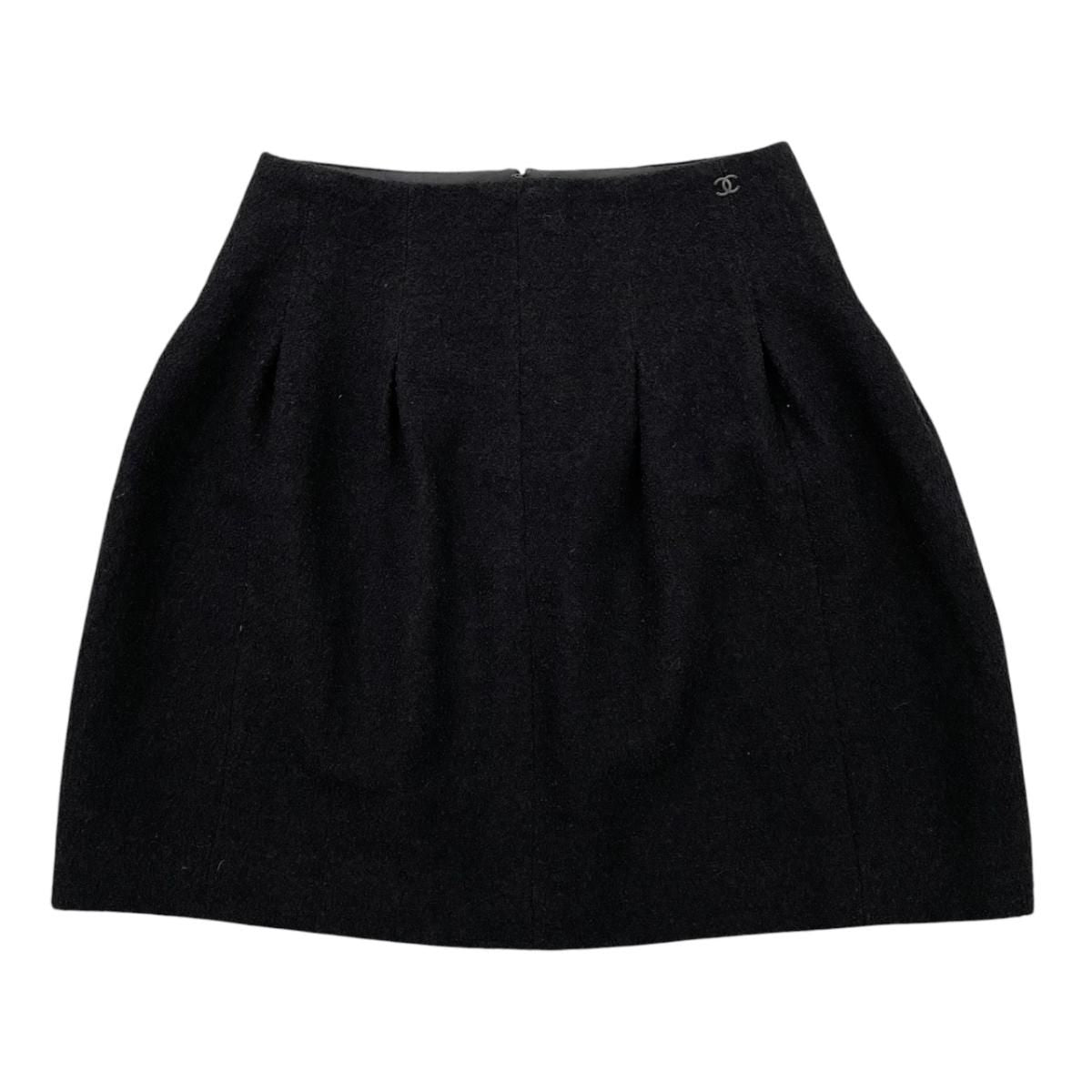 Chanel Trapezoid Skirt CC Logo 36 Black